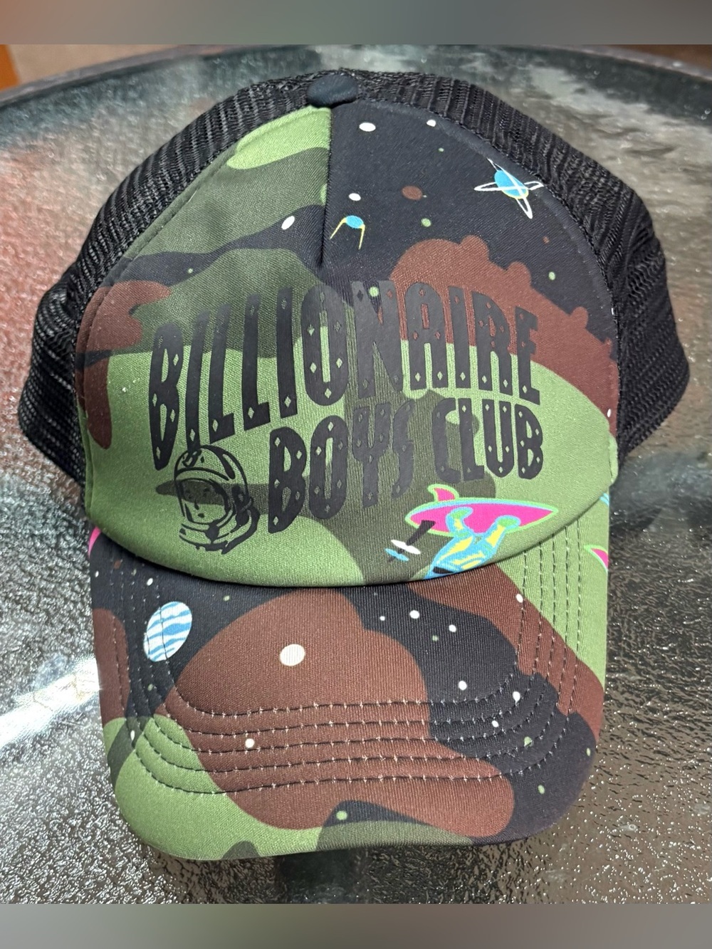 Billionaire Boys Club BBC Arch Green & Brown Camo Space Trucker Hat OSFA - Picture 2 of 9